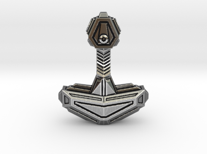 Mecha Thor's Hammer, Mjolnir (&quot;Mjölner&quot;) 3d printed Antique Silver cover image render