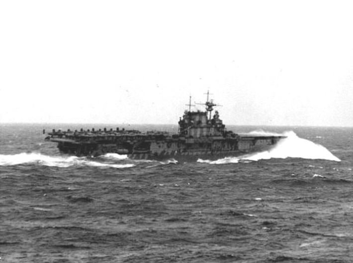 Nameplate Doolittle Raid 1942 (10 cm) 3d printed USS Hornet CV-8 with Doolittle Raiders aboard approaches Japan.