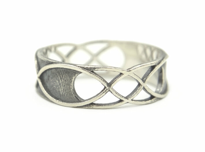Double Infinity Ring 3d printed Double Infinity Ring - Blackened Silver/Silver Antique
