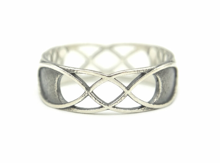 Double Infinity Ring 3d printed Double Infinity Ring - Blackened Silver/Silver  Antique