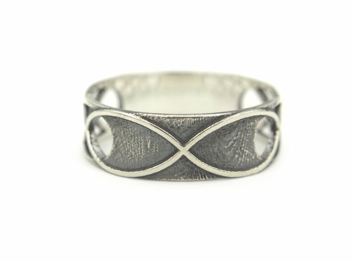 Double Infinity Ring 3d printed Double Infinity Ring - Blackened Silver/Silver  Antique