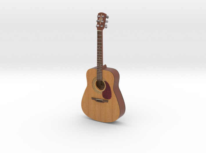 1:18 Scale Acoustic Guitar 3d printed Full-color print option shown. See materials selection for available options.