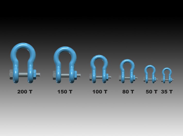 Super bow shackles - 1:50 - 8x6 items 3d printed 