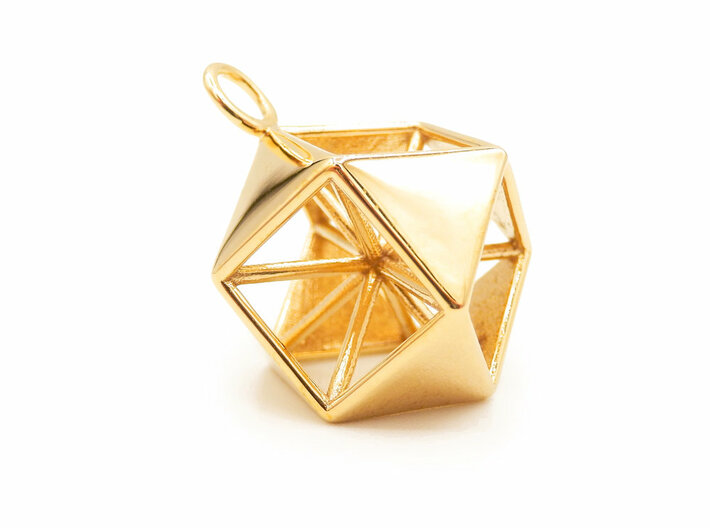Vector Equilibrium Pendant - Archimedean Solids 3d printed Vector Equilibrium Pendant - Gold Plated Brass