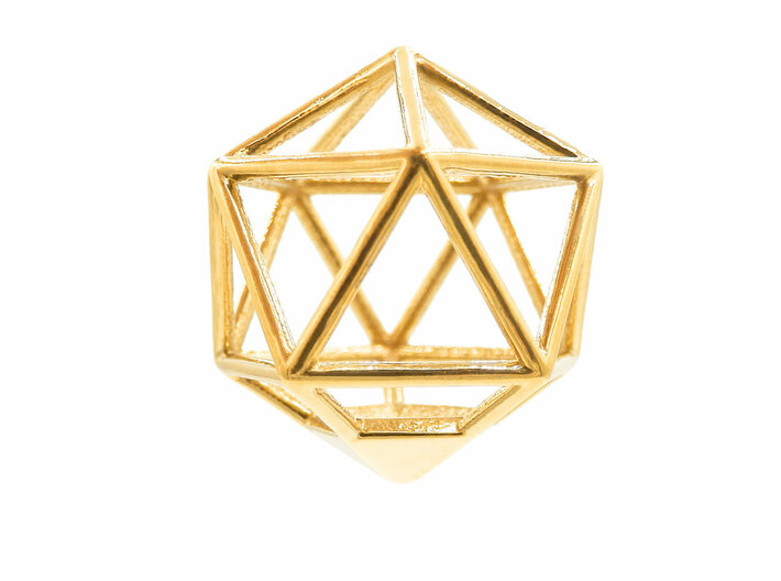 Icosahedron Pendant 3d printed Icosahedron Pendant - Gold Plated Brass