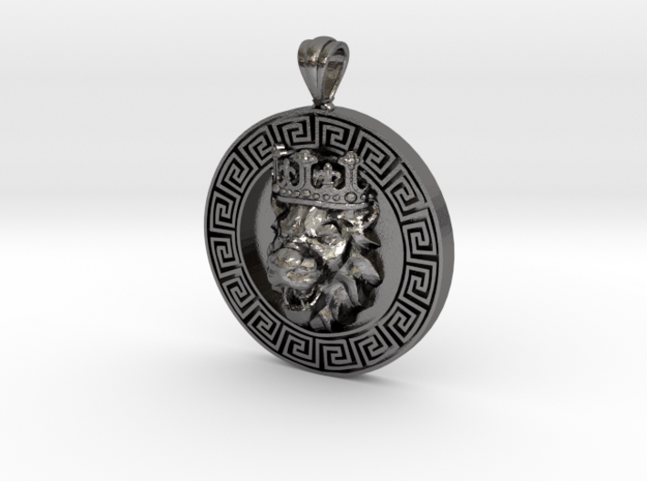 King Lion Meander Pendant 3d printed This is not polished. It comes in a matte finish. It can be polished in your local area.
