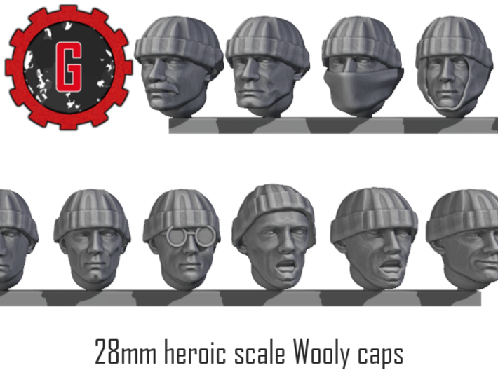28mm heroic scale wooly hat heads 3d printed