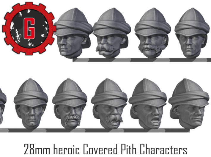 28mm heroic scale Covered Pith character heads 3d printed