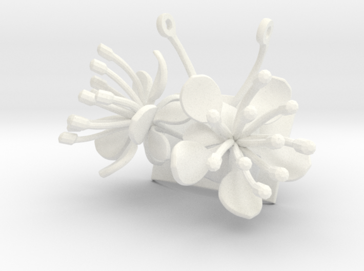 Pendant with two large flowers of the Raspberry 3d printed