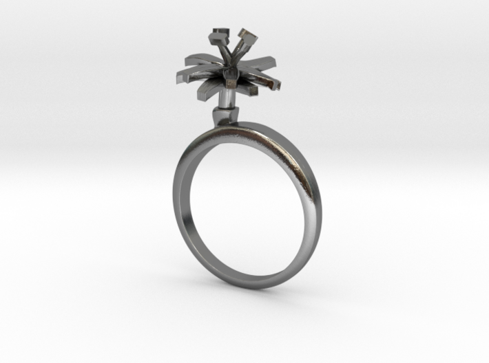 Ring with one small flower of the Chicory 3d printed