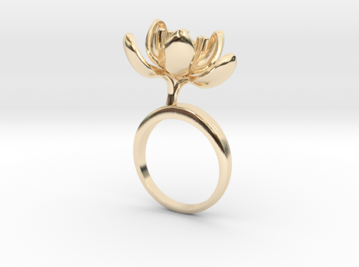 Ring with one small open flower of the Tulip 3d printed