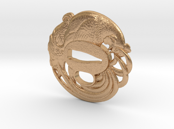 Tsuba - Rooster &amp; Hen (1885.851) 3d printed