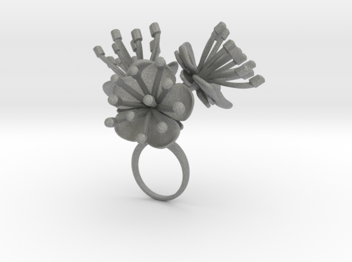 Ring with three large flowers of the Peach 3d printed