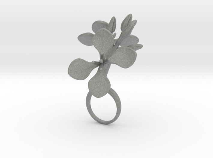Ring with two large flowers of the Radish R 3d printed