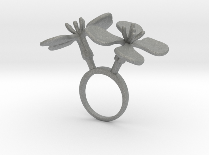 Ring with two large flowers of the Radish 3d printed