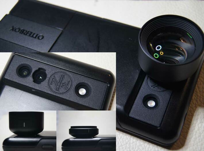 Moment Lens Mount Insert for Pixel 6a - Blank Face 3d printed Embossed version shown in Black Natural Versatile Plastic