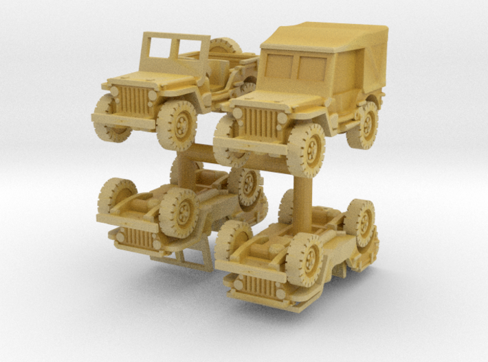 Jeep Willys set (x4) 1/144 3d printed