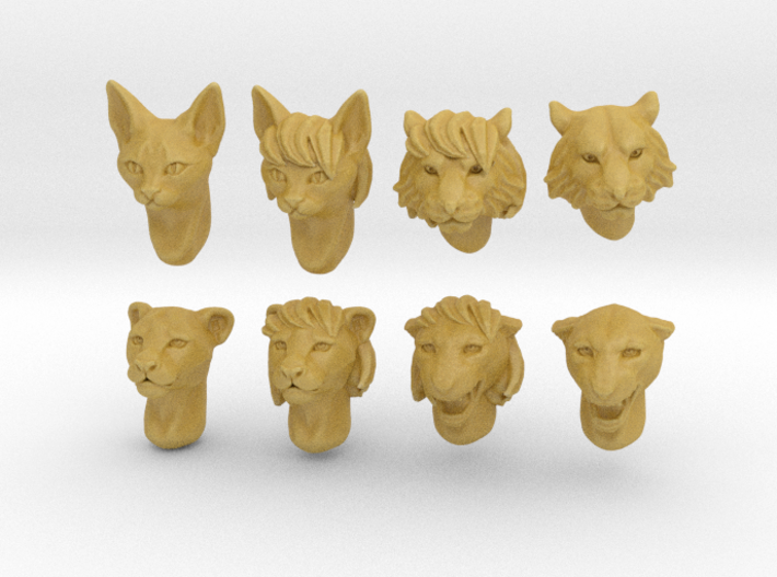 Anthropomorphic cat heads (HSD miniatures) 3d printed