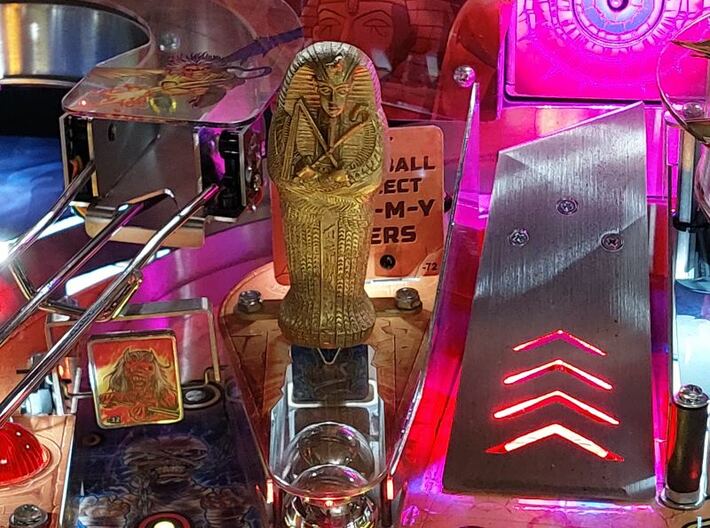 Iron Maiden sarcophagus base for pinball mod 3d printed installed in pinball machine