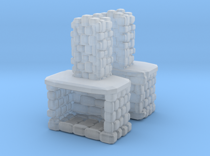 Stone Fireplace (x2) 1/87 3d printed