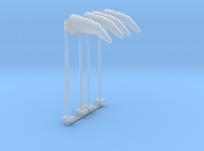 Airport Windsock and Pole (x4) 1/160 3d printed