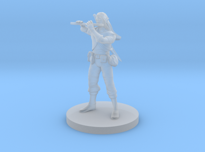 Elven Male Bard with Flute 3d printed 