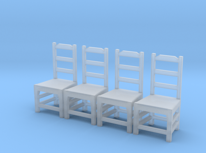 Set of 4 1:48 Simple Dining Chairs 3d printed