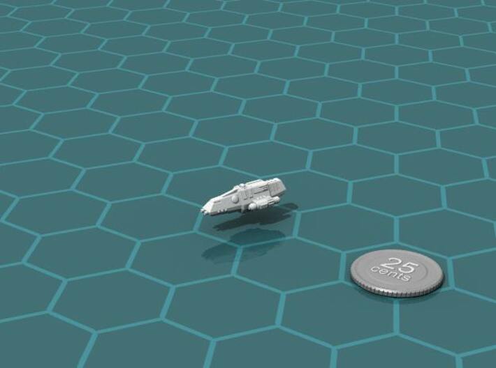 Arinax Frigate 3d printed Render of the model, with a virtual quarter for scale.