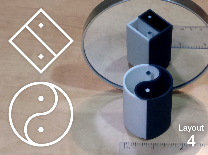 Improved Ambiguous Cylinder Illusion (Layout 4) 3d printed 3D printed object in front of mirror