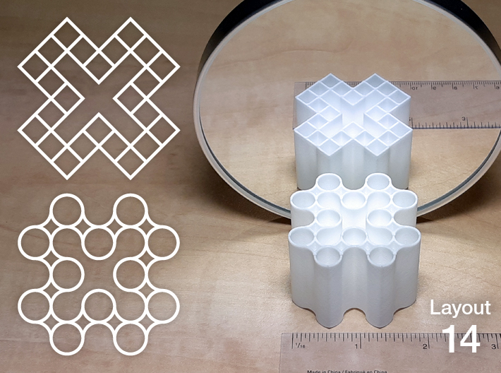 Improved Ambiguous Cylinder Illusion (Layout 14) 3d printed 3D printed object in front of mirror