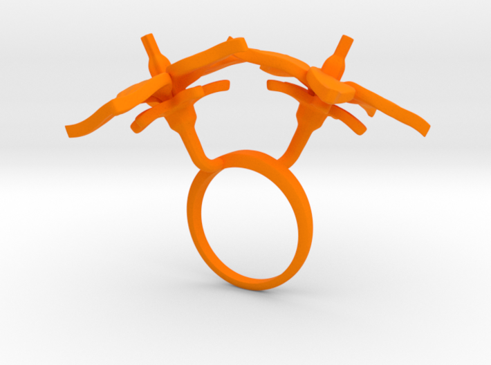 Ring with two large flowers of the Tomato L 3d printed