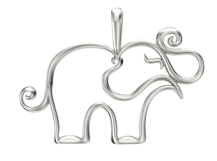 Elephant Pendant Necklace 3d printed 
