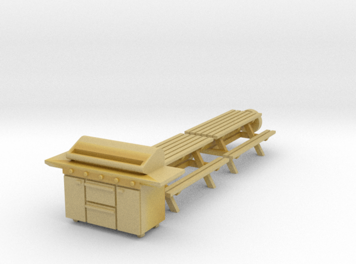 N Scale 2x Picnic Bench+BBQ 3d printed 