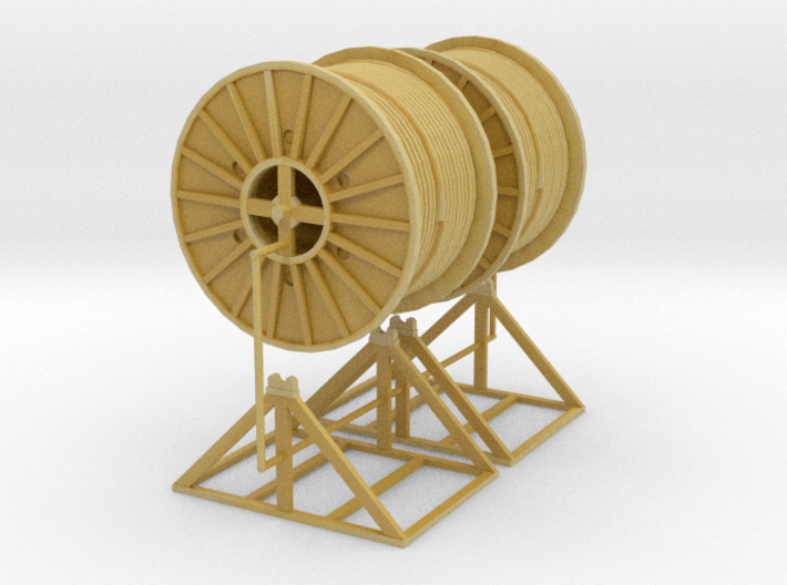 1/64th A pair of Cable Reels on mounts 3d printed