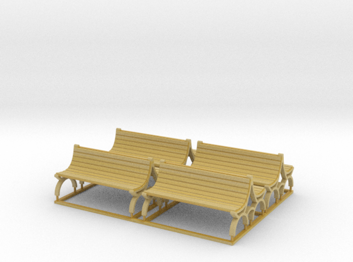 Bench type E (duble) - H0 ( 1:87 scale ) 4 Pcs set 3d printed