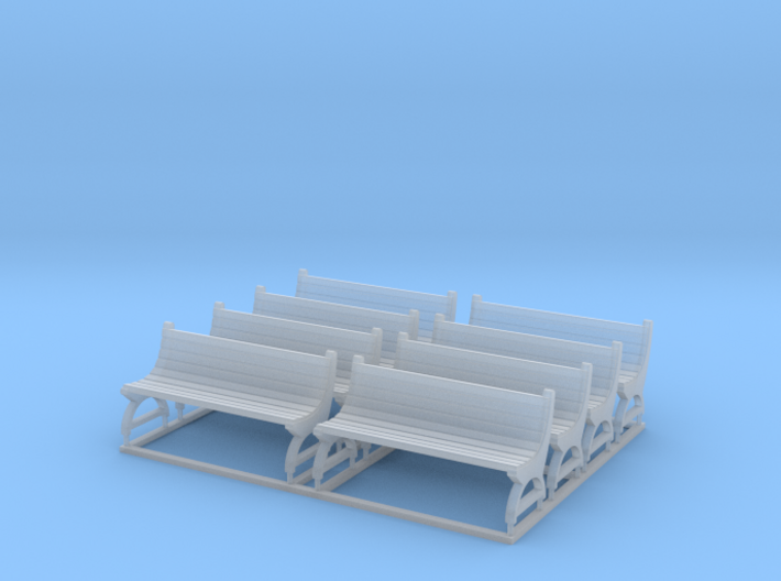 Bench type D - H0 ( 1:87 scale ) 8 Pcs set 3d printed