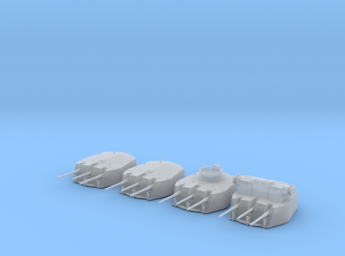 1/350 RN Triple 6&quot; MKXXIII Turrets (4) HMS Fiji 3d printed