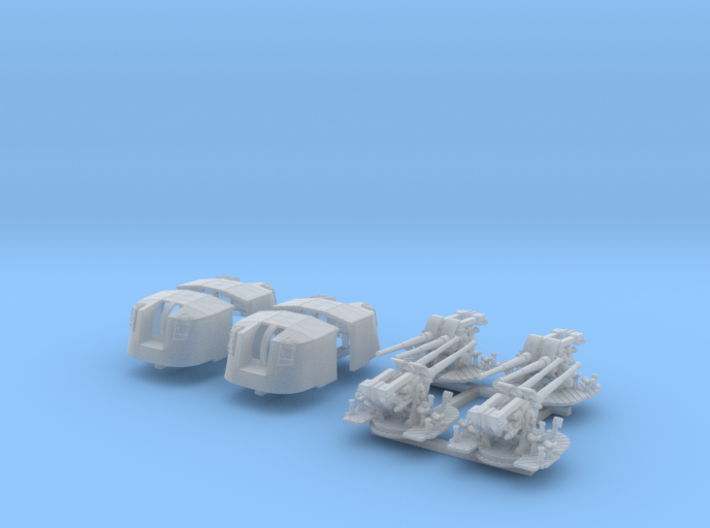 1/350 4.7&quot; MKXII CPXIX Twin Mount x4 Sights Closed 3d printed