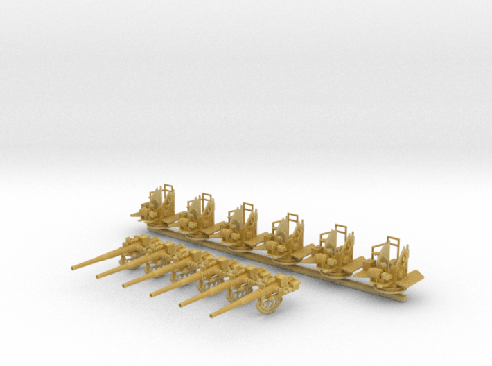 1/192 4.7" /40 (12cm) QF Mark VIII x6 No Shields 3d printed 