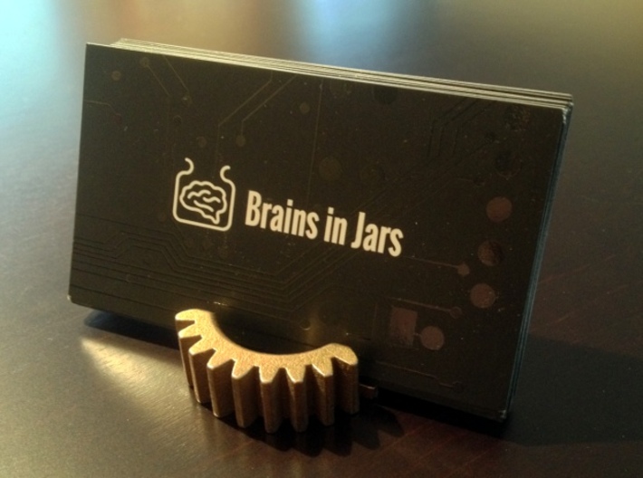 Gear Business Card Holder - Stainless Steel 3d printed