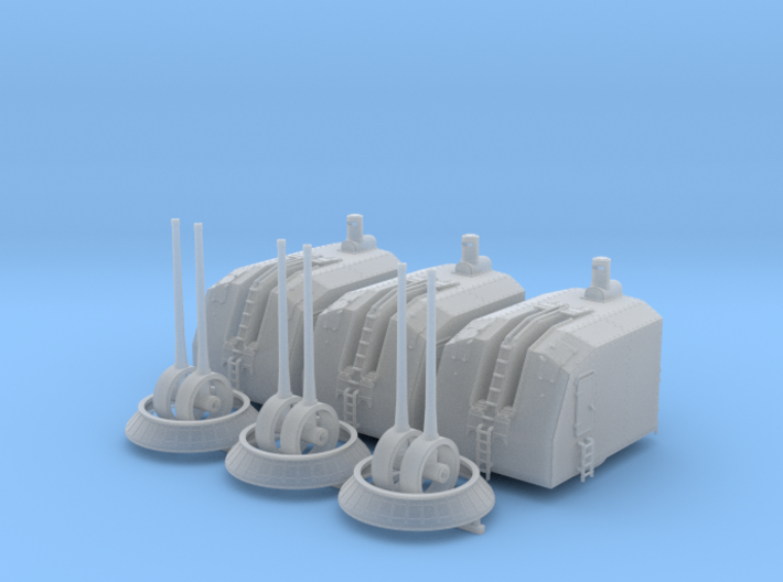 1/150 French Navy 100mm/45 (3.9&quot;) CAD Mle 1937 x3 3d printed