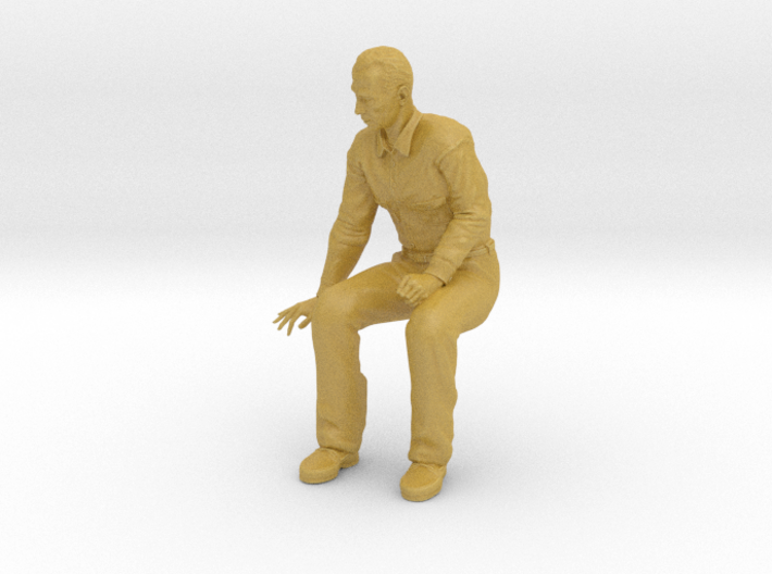 SE Fred sittiong on bench looking down 3d printed 