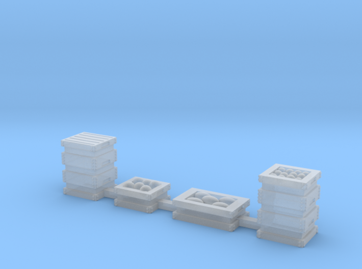 Produce Bins, 4 Fruit and Produce Crates HO Scale 3d printed