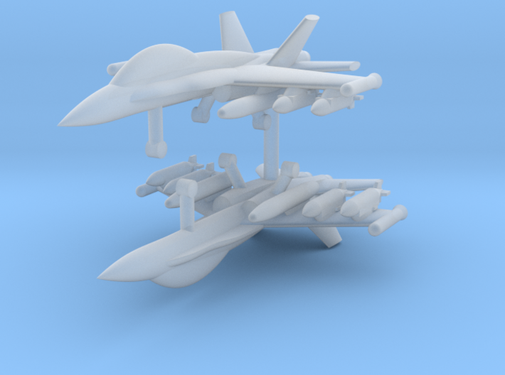 1/285 F-18D Hornet (Strike Loadout) (x2) 3d printed