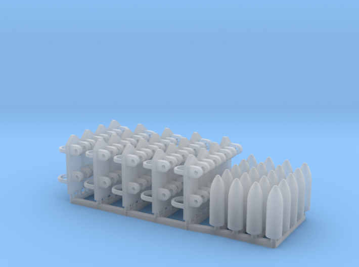 4 inch Shells and holders for P Boat gun deck 1/48 3d printed