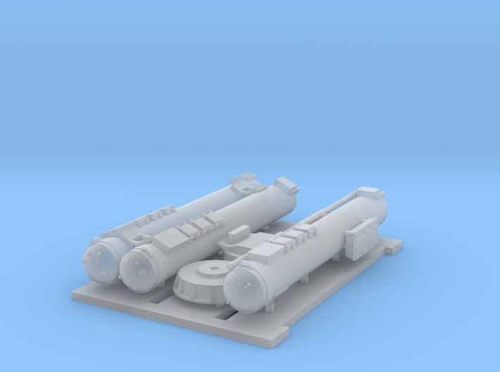 Mk32 torpedeo tubes kit, Power Opening x 1 - 1/72 3d printed