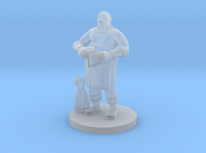 Half Orc BarKeep with Bar Cat 3d printed
