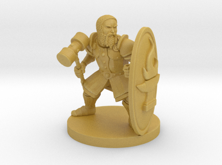 Dwarf Fighter w Tower Shield n Hammer 3d printed 