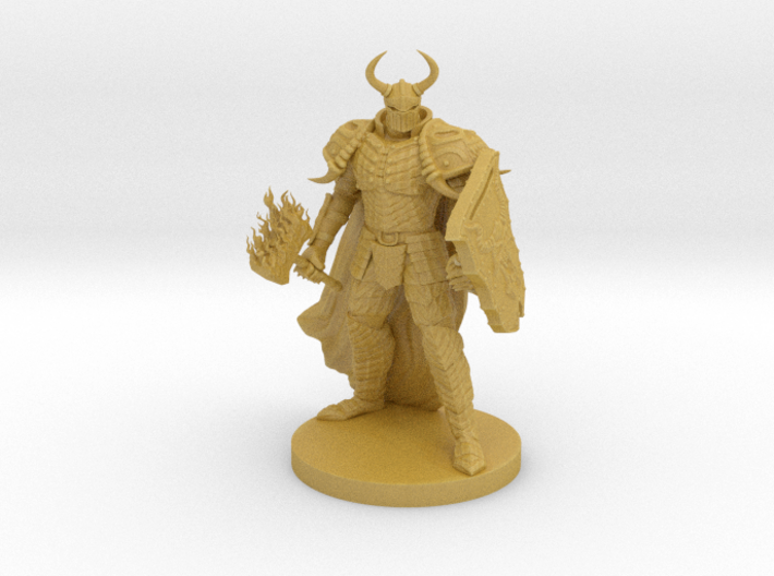 Human Male Fallen Paladin w Warhammer and Shield 3d printed 