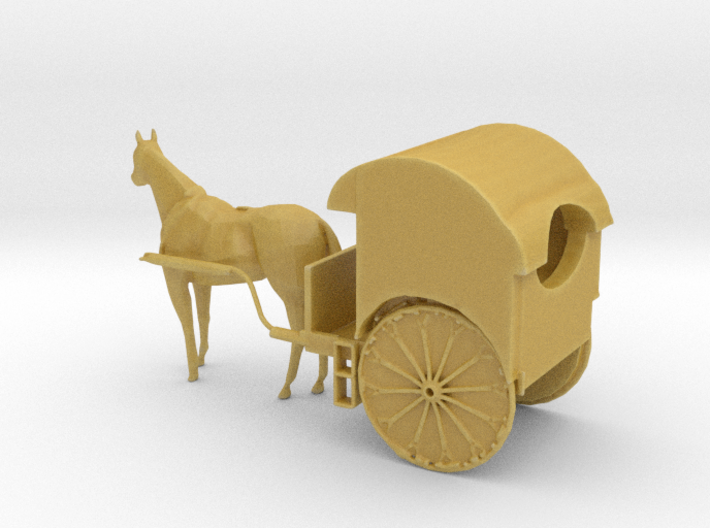 O Scale Horse Drawn Two Wheel Buggy 3d printed